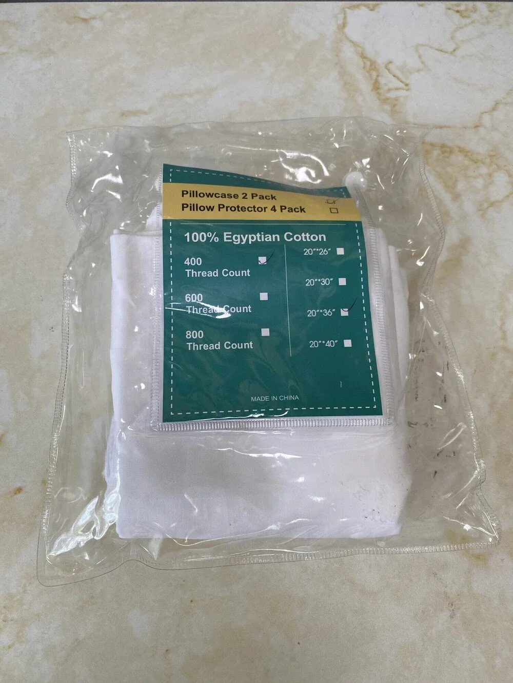New White Egyptian Cotton 400 Thread Count King Pillowcase 20x36 Single